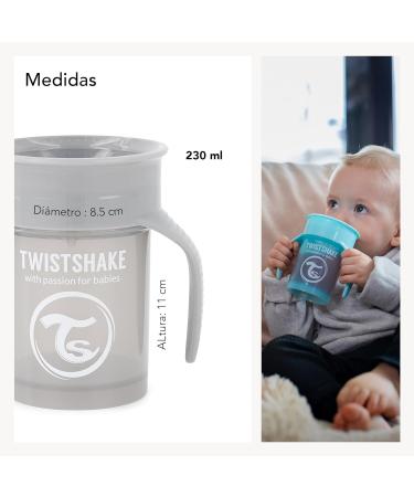 Twistshake 360 Cup 6+m - Pastel Grey & Black | Spill-Proof Baby & Toddler Cup for Easy Hydration | International Shipping Available - Buy Online on GoSupps.com