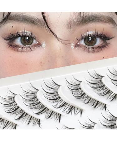 Anime Lashes With Clear Band Lashes Natural Look 13mm Wispy Anime Eyelashes 10 Pairs False Lashes Japanese Korean Asian Natural Lashes by Obeyalash - Buy Online on GoSupps.com