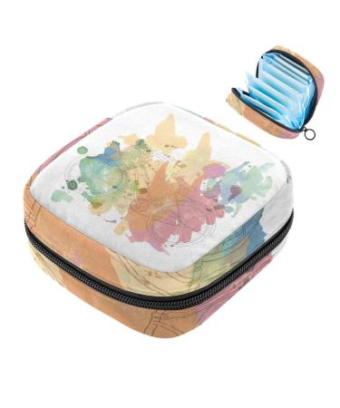 Javenproeqt portable women's binding bags menstrual cup pocket female menstrual pads bag for teenage girls tampons for the first period watercolor colorful bike multicolored 08