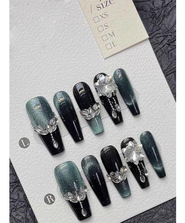 KEMKEY Handmade Wear Nails Dark Dark Green Vintage Sense Of Nail Long(Small) - Buy Online on GoSupps.com