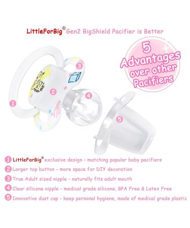 Adult Pacifier | LittleForBig Bigshield Gen-II | White Vintage Giraffe Pattern - Buy Online on GoSupps.com