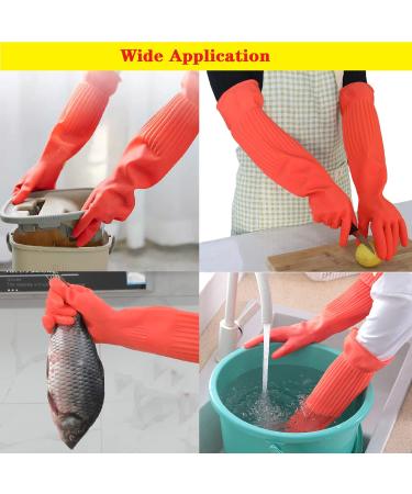 YIOIY Waterproof Kitchen Cleaning Gloves - Oil-Resistant Rubber Glove (Red, Medium) - Buy Online on GoSupps.com