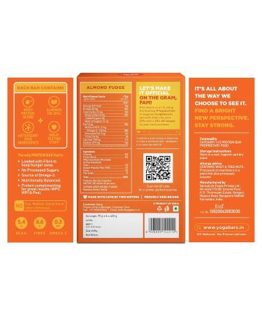 Yoga.bar 20g Protein Bars - Almond Fudge Flavor (6 x 70g) | Healthy Snack for Fitness | International Shipping Available - Buy Online on GoSupps.com