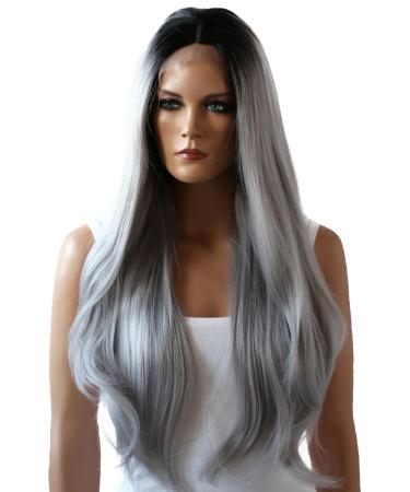 CAISHA 70cm Lace Front Wig Fashion Wig Long -haired Heat -resistant Japanese synthetic ombr gray Mix LFW1004 Ombr Grau Mix #3534 LFW1004