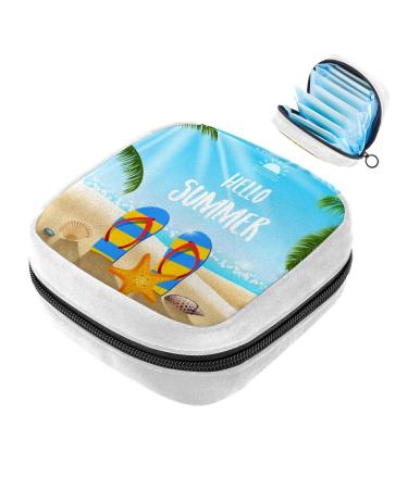 GIAPB Sanitary Napkin Storage Bag Period Bag Tampon Bag Makeup Bag Pad Pouch Beach Seashell Slippers Color5252