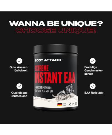 Body Attack Instant EAA Powder - Cherry - 500g - 8 Essential Amino Acids for Muscle Building - Made in Germany - International Shipping Available - Buy Online on GoSupps.com