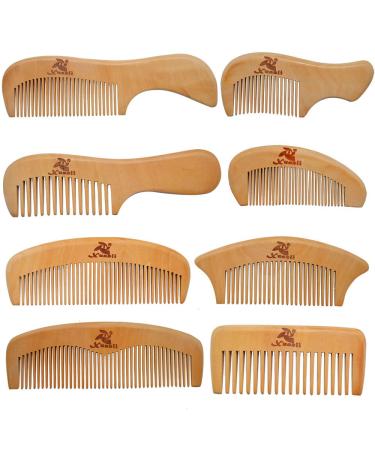 Xuanli  8 Pcs The Family Of Hair Comb set - Wood with Anti-Static & No Snag Handmade Brush for Beard  Head Hair  Mustache With Gift Box (S021)