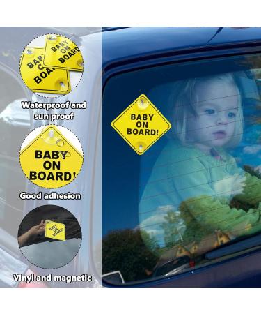 4 Pieces Baby On Board Car Stickers - Reusable Warning Signs with Suction Cups | International Shipping - Buy Online on GoSupps.com