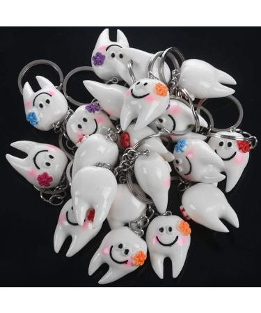 Buy KVSERT 20pcs Tooth Shape Keychain - Cute Dental Gifts | White/Silver | Perfect for Dental Professionals - Buy Online on GoSupps.com