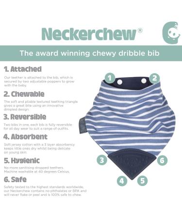 Cheeky Chompers Neckerchew and Neckerbib Bundle - Teething Bibs for Toddlers and Babies - Bandana Style - Baby Bib Gift Set - 4 Dribble Bibs - Preppy Stripes & Baby Dino - Buy Online on GoSupps.com