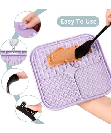 Coomazy Leak Mat for Dogs - 2-Pack Lick Mats with Silicone Spatula & Brush | Slow Feeder Dog Bath & Grooming - Blue & Purple - Buy Online on GoSupps.com