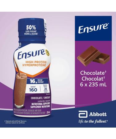 Ensure High Protein 16g Ready-to-Drink Nutritional Supplement Chocolate 6 x 235 ml & High Protein Meal Replacement Complete Balanced Nutrition Chocolate 6 x 235 mL - Buy Online on GoSupps.com