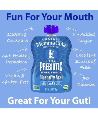 Mamma Chia Organic Prebiotic Squeeze Snack - Blueberry Acai  24-Pack | Fiber-Rich Gut Support - Buy Online on GoSupps.com