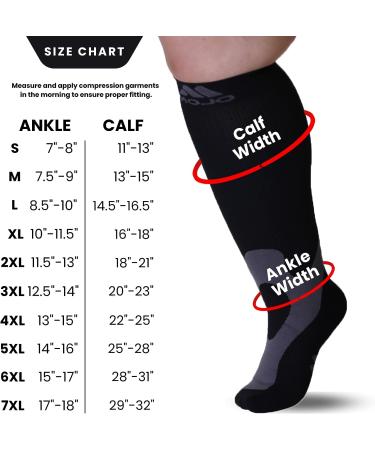 Mojo Wide Calf Compression Socks - 4X-Large Black (20-30mmHg) - Buy Online on GoSupps.com