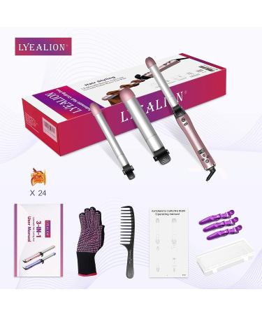 Automatic Hair Curling Wand with 3 Interchangeable Barrels | LCD Display, Fast Heat-Up | Ceramic Coating for All Hair Types | Rose Gold - Buy Online on GoSupps.com