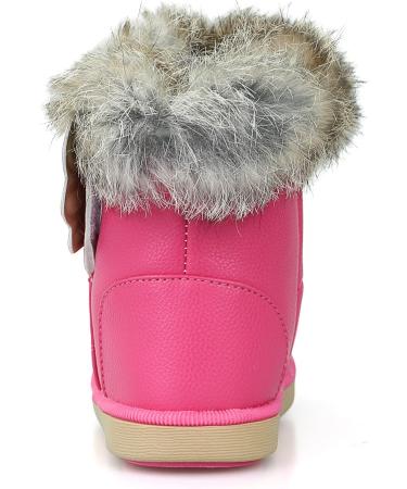 MINBEI Baby Girls Waterproof Soft Leather Winter Snow Boots - Toddler Girls 7 UK Child Rose - Buy Online on GoSupps.com