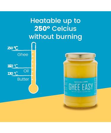 Ghee Easy 1250g Bio Ghee from Grass-Fed Cows - Highly Pure Authentic Ayurvedic Ghee Without Additives - Certified Organic & Biodynamic - Free from Lactose and Gluten - 100% European Plain Ghee 1250g - Buy Online on GoSupps.com