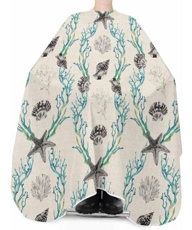 Shop Beach Sea Coral Barber Cape - Adjustable Hair Cutting Cape for Women Men & Kids | Nautical Coastal Style - Buy Online on GoSupps.com