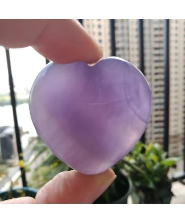 Manekieko Natural Fluorite Palm Worry Heart Stone - 40mm Healing Crystal for Love & Balance - Buy Online on GoSupps.com