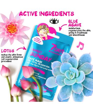 SOFIS SRL Face Sheet Mask 1 Piece Daily Skin Care Agave Lotus Extract Hydration Facial Moisturizer Tissue Mask For All Skin Types Good Price 28g Sunday 7DAYS 1 PCS SUNDAY - Buy Online on GoSupps.com