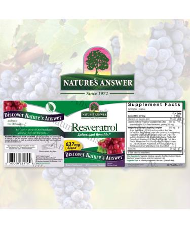Natureâ€™s Answer Resveratrol 637 mg - 60 Vegetarian Capsules for Antioxidant Support - Buy Online on GoSupps.com