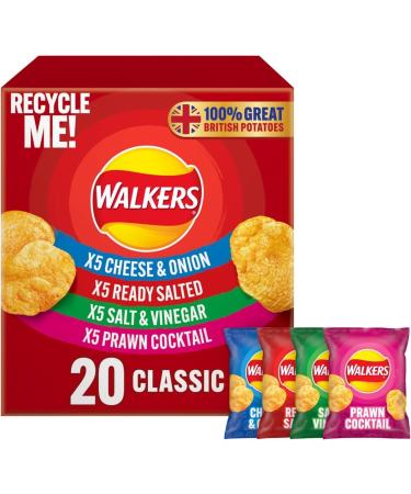 Walkers Crisps Classic Variety Multipack Crisps Box - 20 packs x25 Gram (Pack Of 1) - Buy Online on GoSupps.com