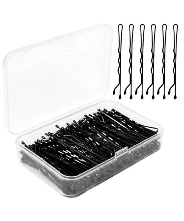 COEETR 150 pieces black hair needles black metal wave shape hair clips metal for girls and women hair clips with storage box