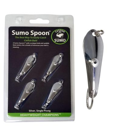 Sumo Spoon  Catfishing Bait Spoon for Skipjack, White Bass, Striped Bass and Other Baitfish, 1 5/8" 1 5/8" 1-Prong, Silver