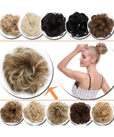 Messy Updo Scrunchie Hair Bun Extension Coffee Brown & Blonde Ponytail - Buy Online on GoSupps.com