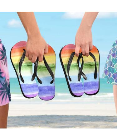 Mnsruu Water-Colored Rainbow Flip-Flops | Multi-Colored Sandals for Men & Women | Ideal for Hotel Spa Bedroom & Travel - Buy Online on GoSupps.com