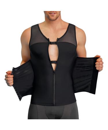 TAILONG Body Shaper Compression Shirts for Men Tummy Control Shapewear Tank Top Large Black