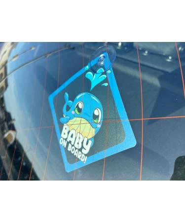 2 Pcs Little Ducklings Baby on Board Car Warning Sticker with Suction Cups - Whale Design - Buy Online on GoSupps.com