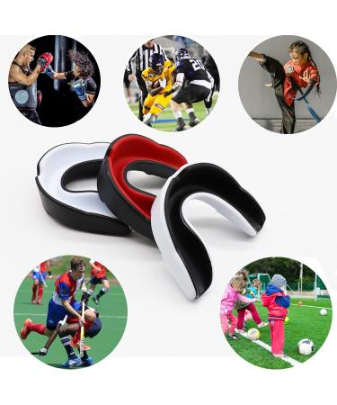 Children's Sports Oral Protection - 2 Pcs Tooth Guard & Portable Box | Ideal for Martial Arts Boxing Football MMA Rugby and More | Black & Red + White & Blue - Buy Online on GoSupps.com