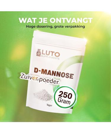 DMannose powder 250 grams 41 months supply from vegetable fermentation laboratory tested pure & natural without additives vegan LUTO Supplements - Buy Online on GoSupps.com