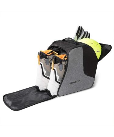 PENGDA Ski Boot Bag -Ski Boots Snowboard Boots Bag Waterproof Travel Boot Bag for Ski Helmets, Goggles, Gloves, Ski Apparel & Boot Storage(2 Separate Compartments) Black Grey