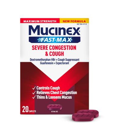 Mucinex Fast-Max Severe Congestion & Cough Medicine for Adults Cough & Bothersome Mucus Relief with Dextromethorphan HBr & Guaifenesin Cough Suppressant & Expectorant Medicine 20 Count Severe Congestion & Cough - New 20