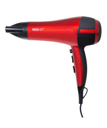 Red Hot 37060 2200W Professional Hair Dryer / Removeable Nozzle / 3 Heat Settings 2 Speed Settings & Cool Air Mode / Salon Quality / Red Coloured
