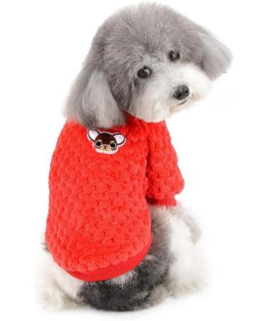 Zweitea Dog Sweater for Small Dogs - Warm Fleece Puppy Jacket | Winter Dog Clothing for Chihuahuas & Cats | Red Size S (1 Pack) - Buy Online on GoSupps.com