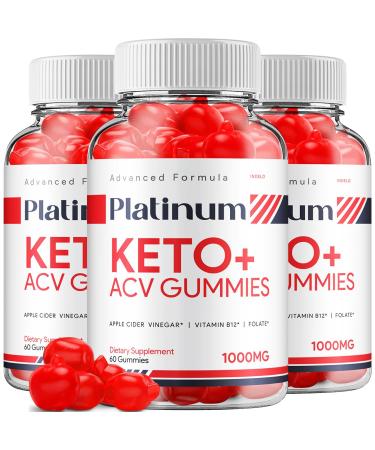 (3 Pack) Platinum Keto ACV Gummies - Advanced Formula Platinum Keto Plus ACV Gummies Apple Cider Vinegar Platinum ACV Gummies Dietary Supplement Reviews Men Women (180 Gummies)