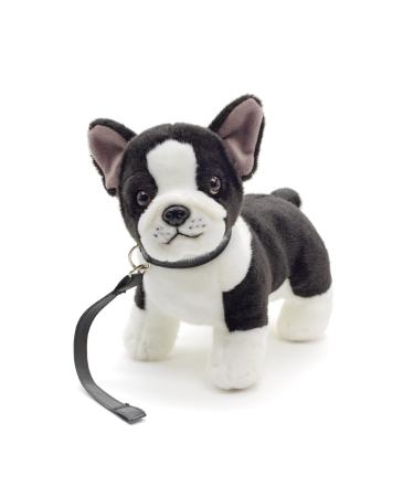 Uni -toys - French bulldog (black and white) with a leash - 25 cm (length) - plush dog - plush toy cuddly toy black and white - with leash