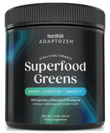 AdaptoZen SuperFood Greens Powder Supplement: #1 Gluten-Free. Spirulina Probiotics Fiber & Digestive Enzymes. Energy Multivitamin + Immune Support for Men & Women in Partnership with Michael Beckwith