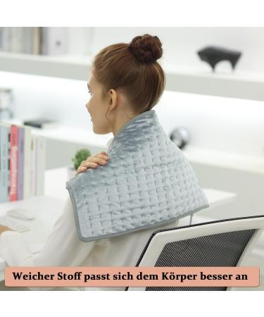 Heating Cushion 30x60cm - Soft Flannel Heat Cushion for Back Neck & Stomach with Automatic Shutdown - Silver Gray - Buy Online on GoSupps.com