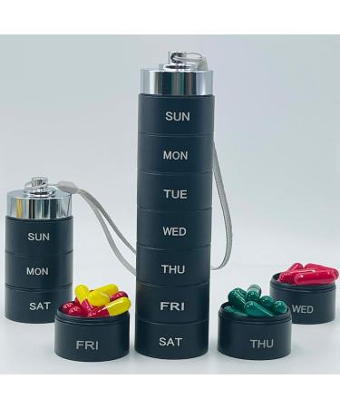 Waterproof Metal Pill Box - 7-Day Aluminum Pill Organizer for First Aid & Medicine (Black) | International Shipping Available - Buy Online on GoSupps.com