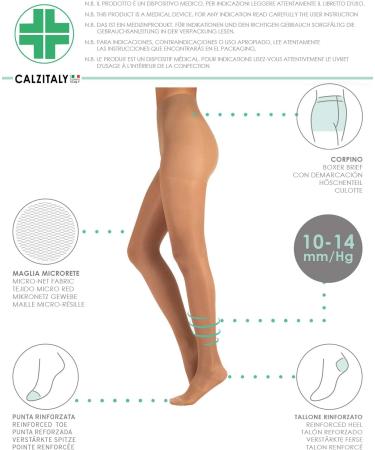 CALZITALY Women's Medical Support Tights | 10-14 Mmhg Graduated Compression Pantyhose | 140 Den | XL Skin - Buy Online on GoSupps.com