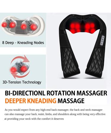 Electric Neck Massager with Heat - Shiatsu Shoulder Back Massage Pillow for Deep Tissue Relief, Gifts for Mom/Dad - Black - Buy Online on GoSupps.com
