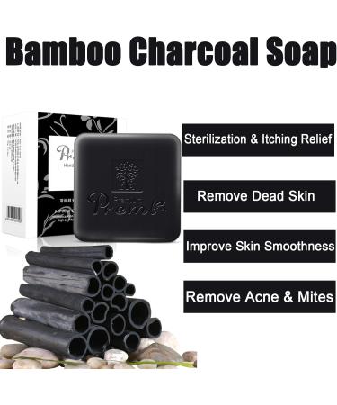 Bamboo Charcoal Soap Activated Charcoal Black Bar Soap Dark Spot Remover Soap Bright Skin Dark Spot Corrector Soap Suitable for Any Part (1PC) b - Buy Online on GoSupps.com
