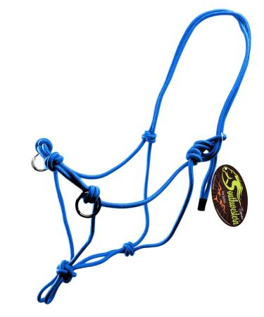 Southwestern Equine Side Pull Rope Halters with Nickle Plated Rings Blue
