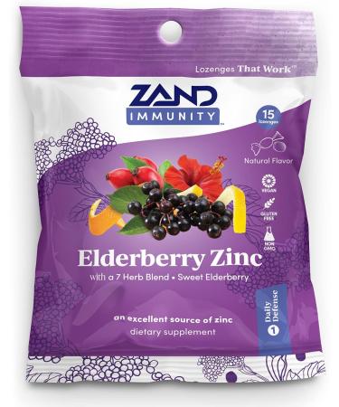 Zand HerbaLozenge Elderberry Zinc | Soothing Lozenges for Dry Throats | Natural Ingredients | 15 Count Bag | No Corn Syrup or Cane Sugar - Buy Online on GoSupps.com