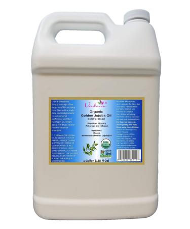 Organic Verdana Golden Jojoba Oil – USDA Certified Organic – Cold Pressed, Unrefined, 100% Pure and Hexane Free – 1 Gallon 128 Fl. Oz