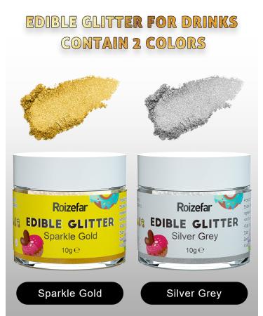 Buy RoizeFar Edible Glitter Set - 2 Colors Tasteless Powder for Cakes & Drinks | Perfect for Easter Christmas Oktoberfest Parties | 10g Gold & Silver - Buy Online on GoSupps.com